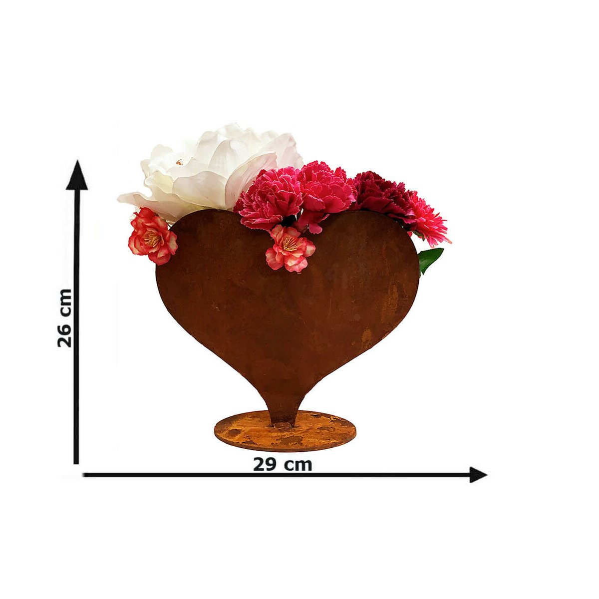 Itsisa Blumenvase Herz Aus Metall - 26 Cm Hohe Rost-Deko Für Garten & Wohnung