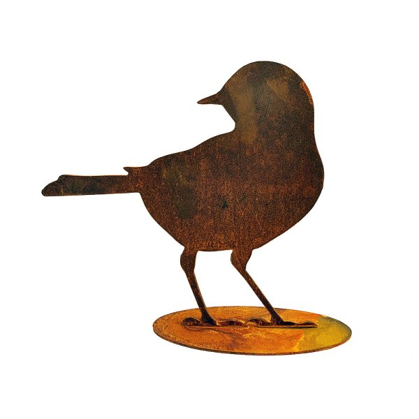 Rostfigur Vogel Amsel H: 28cm auf Platte - Rost Design, Dekofigur für den Garten, Gartendeko, Metalldeko