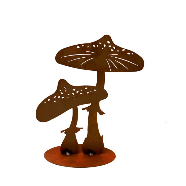 Rostfigur kleine Fliegenpilze H: 32 cm - Pilz im Rost Design, Dekofigur für den Garten, Gartendeko, Metalldeko