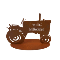 Rostfigur Traktor Willkommen H: 31cm - Rost Design,...