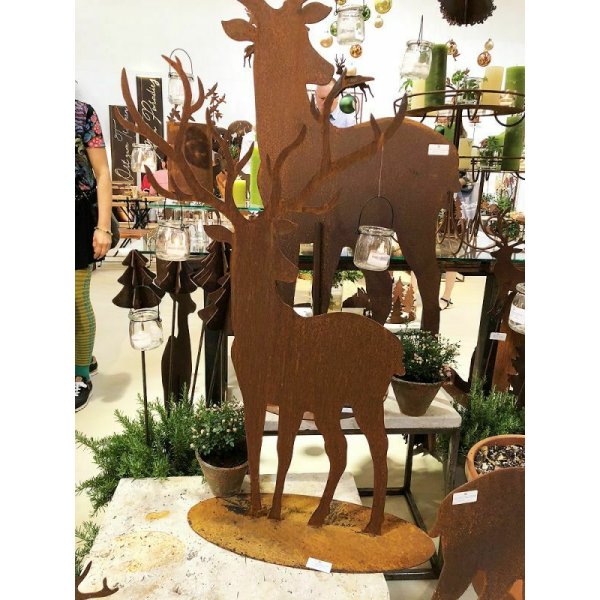 Rostfigur Hirsch groß, H 100 cm Rost Design, Dekofigur für den Gar