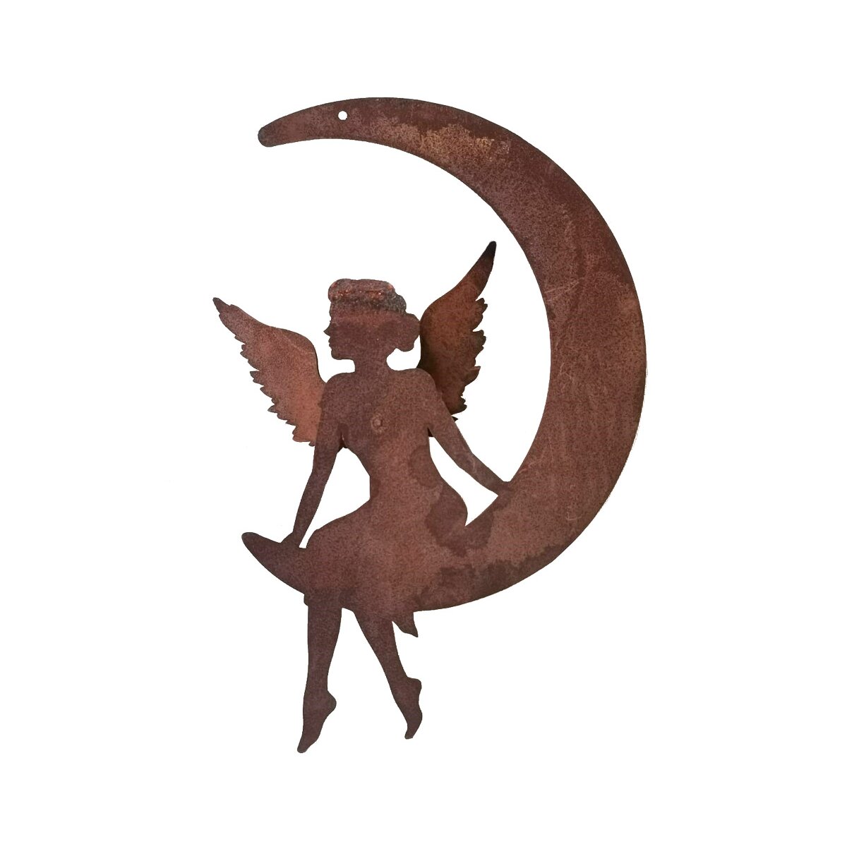 Rostfigur 'Engel Im Mond' – 20 Cm Hoch, Metall Im Rost-Design | Gartendeko Zum Aufhängen