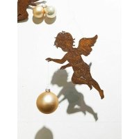 Dekofigur Engel zum Hängen 20x30 cm im Rost Design - Rostfigur für den Garten, Gartendeko