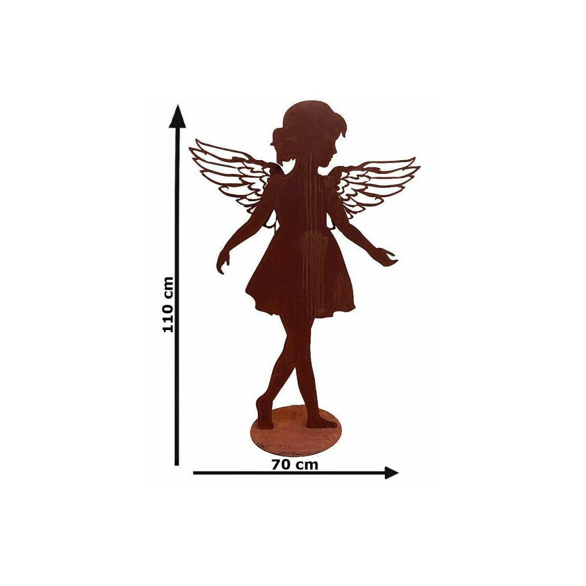 Rostfigur Engel Im Mond 25 Cm – Gartendeko Zum Aufhängen Im Vintage-Design