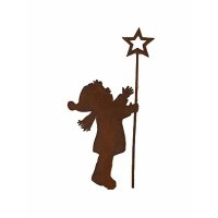 Rostfigur Benjamin mit Sternenstab H: 30cm - Deko im Advent, Dekofigur für den Garten