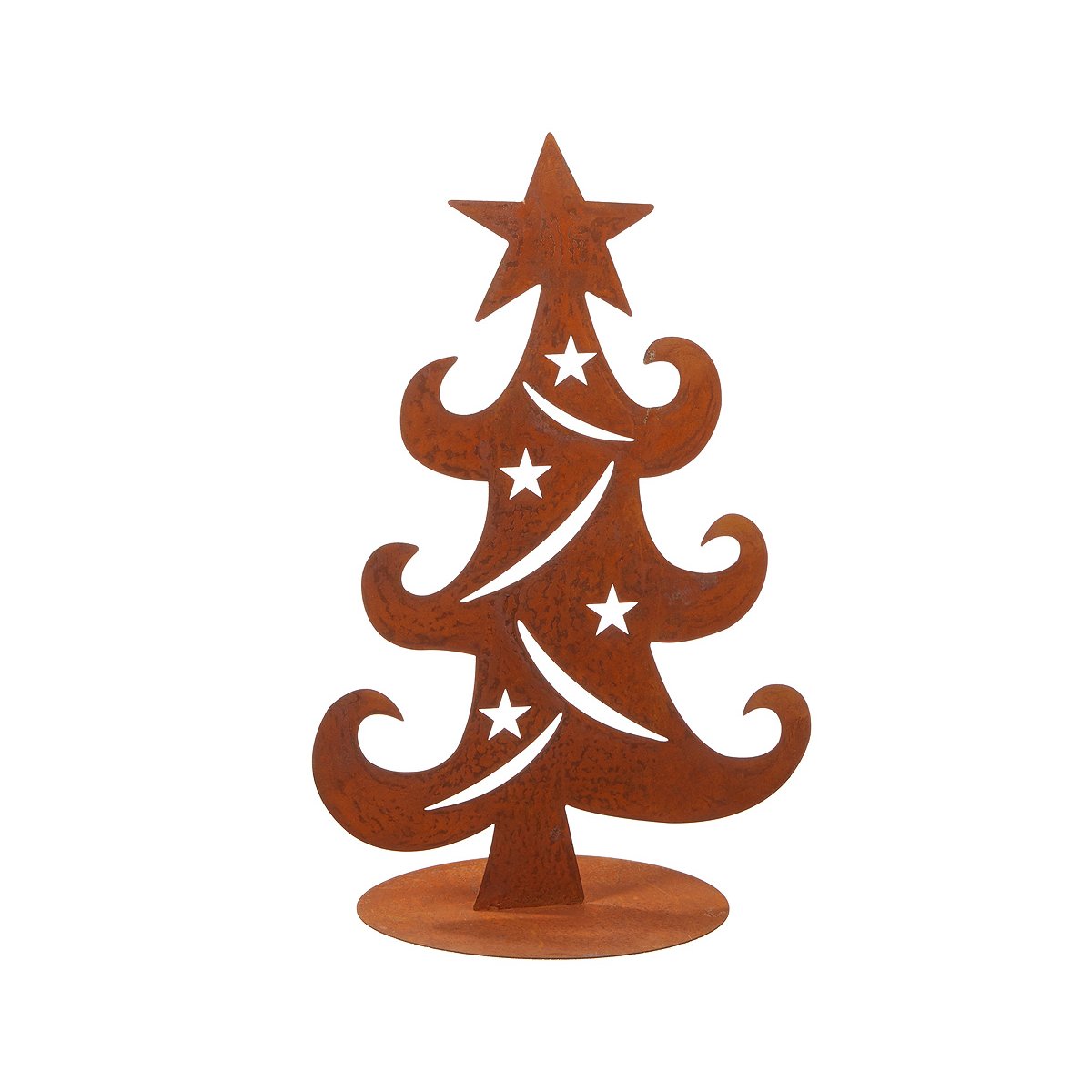 Dekofigur im Rost Design Weihnachtsbaum auf Platte Rostfigur für de