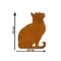Rostfigur Katze H: 35 cm (Blick n. oben) Gartendeko, Metallfigur Katze im Rost Design, Edelrost