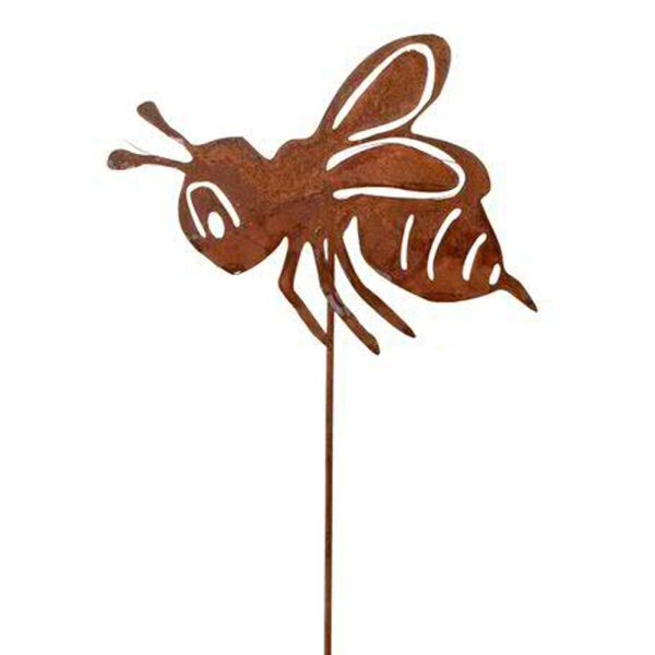 Blumenstecker Kleine Biene 30 cm im Rost Design - Rostfigur für den Garten, Gartendeko, Blumenstecker