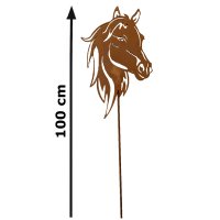 Gartenstecker Pferd Pferdekopf 100cm im Rost Design -...
