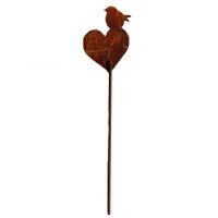 Blumenstecker Herz mit Vogel 30,5 cm im Rost Design -...