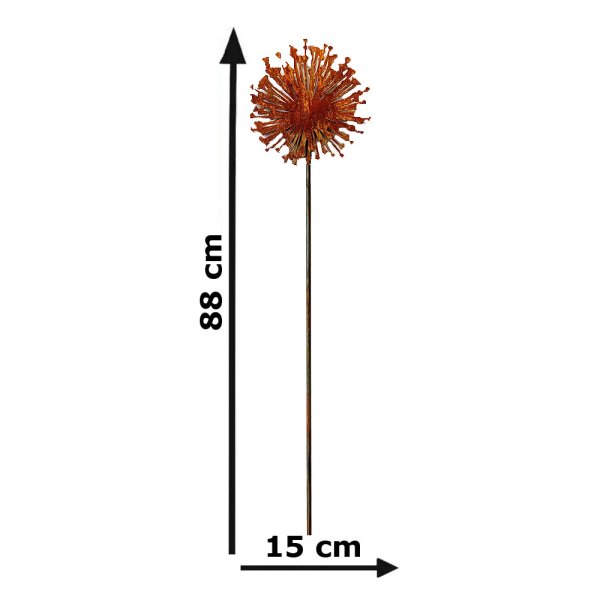 Gartenstecker Zierlauch (Allium) 88 cm im Rost Design - Rostfigur für den Garten, Gartendeko, Metalldeko