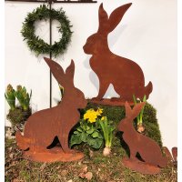Dekofigur Hase im Rost Design H: 25cm - Gartendeko Ostern, Osterhase für den Garten, Frühlingsdeko, Rostfigur