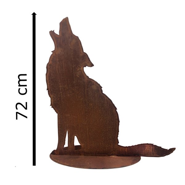 Rostfigur heulender Wolf H: 72cm - Rost Design, Dekofigur für den Garten, Gartendeko