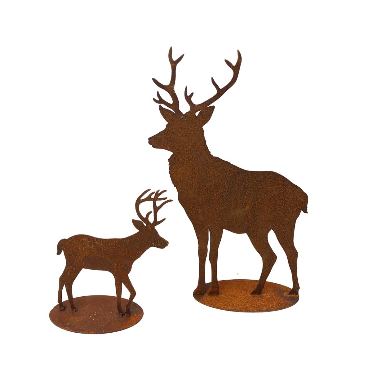 Dekofigur Hirsch im Rost Design (2er Set) Rostfigur für den Garten