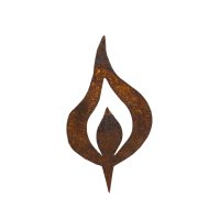 Rostfigur Kerzenflamme mit Spieß, H: 10 cm - Rostdeko, Rost Flamme, Deko Brennholz, Advent