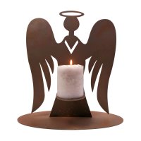 Dekofigur Engel mit Kerzenhalter H: 32 cm im Rost Design...