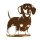 Dekofigur Hund Dackel H: 40cm im Rost Design - Hunde Figur, Rostfigur auf Standplatte, Gartendeko, Metalldeko