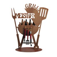 XXL Grillständer "Grillmeister", Männergeschenk, BBQ Rostfigur für den Garten, Grill Deko