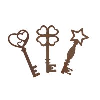 Dekofigur Schlüssel als 3er Set - Stern, Herz, Kleeblatt - im Rost Design - Gartendeko, Rostfigur, Wanddeko