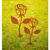 Blumenstecker Rose H:40 cm im Rost Design - Gartenstecker Blume, Rostfigur für den Garten, Gartendeko, Metalldeko