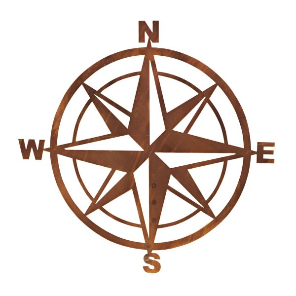 Rostfigur Wandbild Kompass D: 52 cm - maritime Gartendeko Rost, Metalldeko maritim