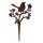 Gartenstecker Vogel auf Ast mit Blüten H: 35cm im Rost Design - Rostfigur für den Garten, Gartendeko, Metalldeko