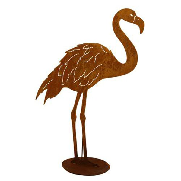 Rostfigur Flamingo H: 77 cm - Vogel im Rost Design, Dekofigur für den Garten, Gartendeko, Metalldeko