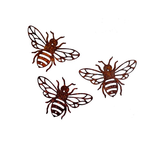 Biene 10cm im Rost Design (3er Set) - Dekofigur, Rostfigur für den Garten, Gartendeko, Metalldeko