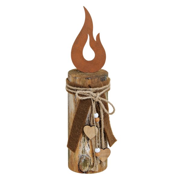 Rostfigur Holzpfahl mit Flamme H: 35 cm - Rostdeko Advent, Rost Flamme, Kerzenflamme, Kerze, Deko Weihnachten