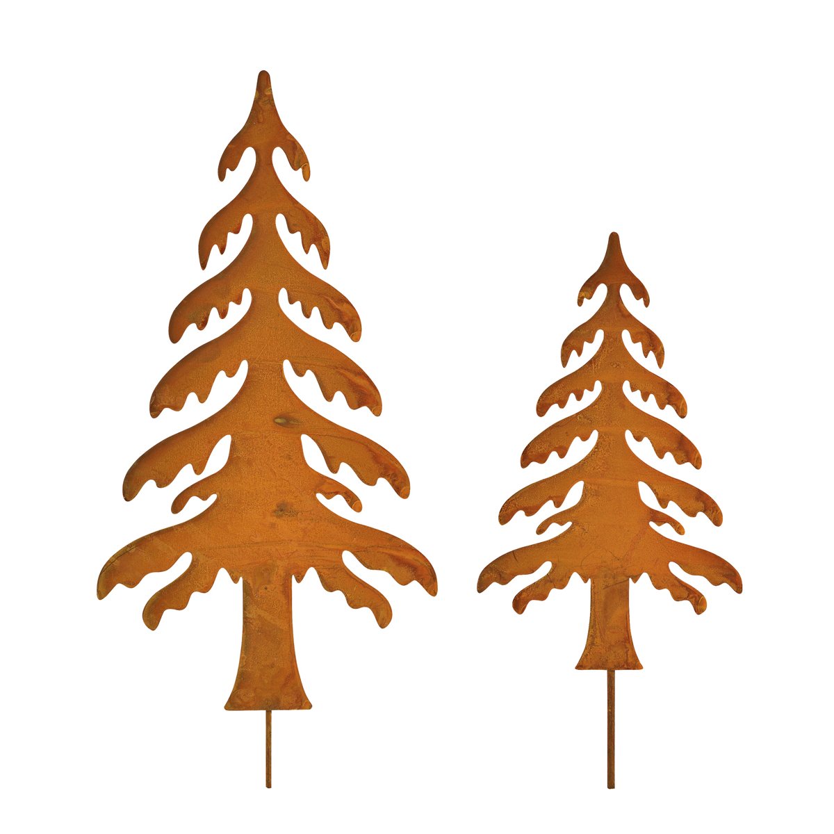 Gartenstecker 2er Set Tanne Rostfigur für den Garten, Gartendeko Ad
