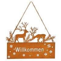 Rost Schild Willkommen mit Hirsch 22x17 cm  -...