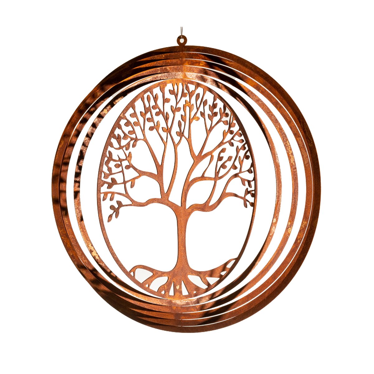 Windspiel Spirale Baum 26 cm zum Hängen im Rost Design