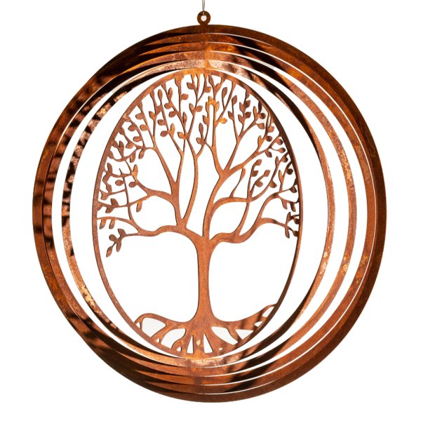 Windspiel Spirale Baum 26 cm zum Hängen im Rost Design - Garten Deko, Rostdeko, Hänger, Fensterschmuck