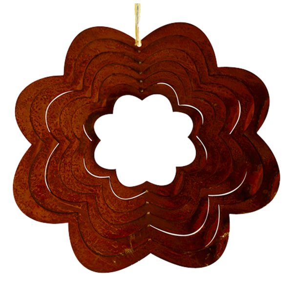 Windspiel Spirale Blume 25 cm zum Hängen im Rost Design - Garten Deko, Rostdeko, Hänger, Fensterschmuck