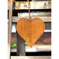 Herz mit Kette 16x15 cm zum Hängen im Rost Design - Rostfigur, Gartendeko, Hänge Deko