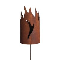 Gartenstecker Flamme als Windlicht  100 cm im Rost Design - Fackel, Rostfigur für den Garten, Gartendeko, Terrassen Deko