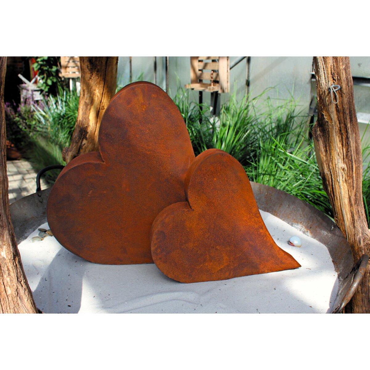 Rostfigur Herz 26x21cm im 3D Look Dekofigur für den Garten, Rost De
