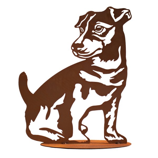 Dekofigur Hund Jack Russell "Rocco" H: 45 cm im Rost Design - Rostfigur für den Garten, Gartendeko, Metalldeko