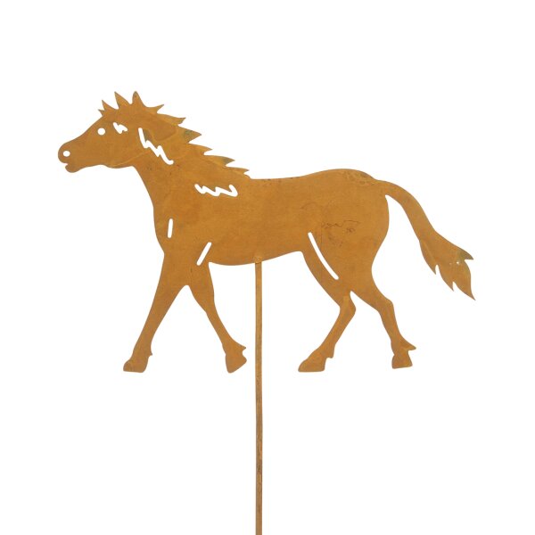 Gartenstecker Pferd 47 cm im Rost Design - Rostfigur für den Garten, Geschenk für Reiter, Dekofigur