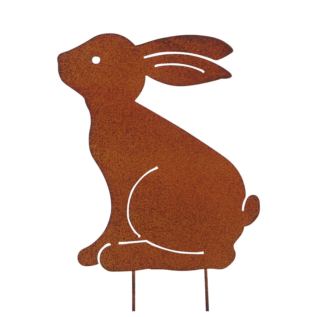 Dekofigur Gartenstecker Hase 11x14 cm im Rost Design Gartendeko Ost