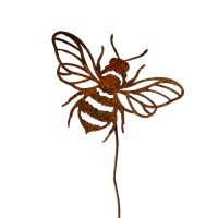 Blumenstecker Biene an gebogenem Stab 40 cm im Rost...