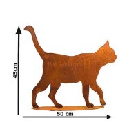 Rostfigur Katze gehend H: 45cm - Rost Design, Rostfigur für den Garten, Gartendeko, Metalldeko