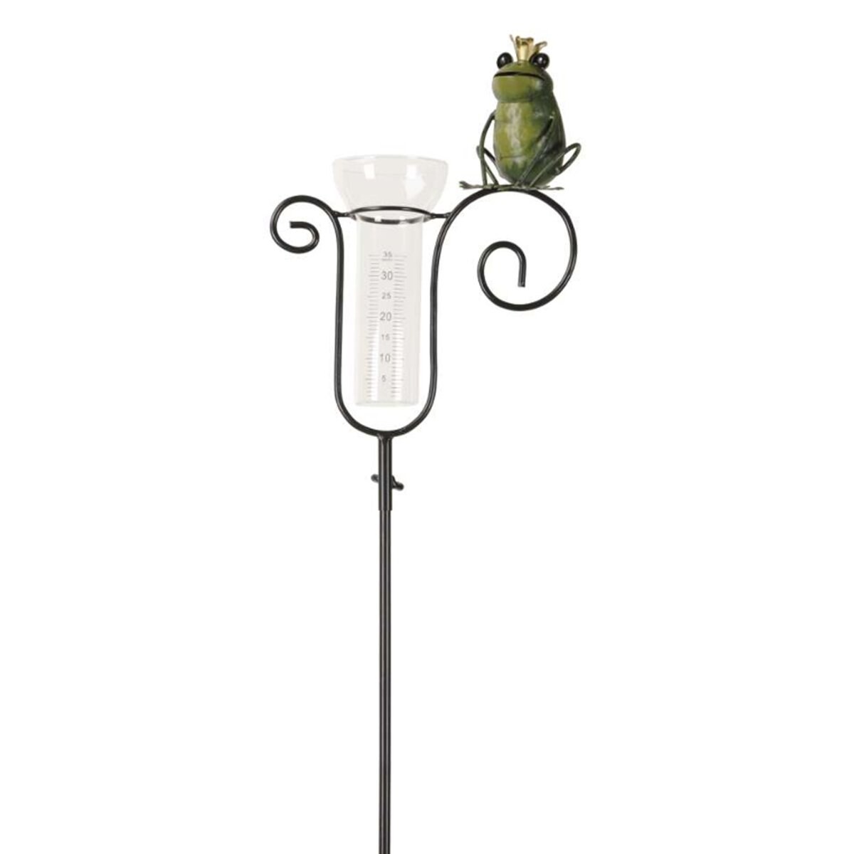 Gartenstecker Frosch Froschkönig mit Regenmesser H130 cm aus Eisen
