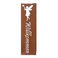 Rost Schild Willkommen mit Elfe 120x31 cm - Wandschild im...