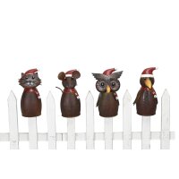 Zaunhocker Wintertiere mit Weihnachtsmütze (4er Set)...