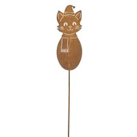 Weihnachtlicher Gartenstecker Katze H:115 cm -...