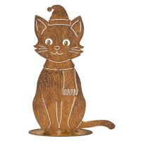 Rostfigur Weihnachtliche Katze H:30 cm - Winter im Rost...