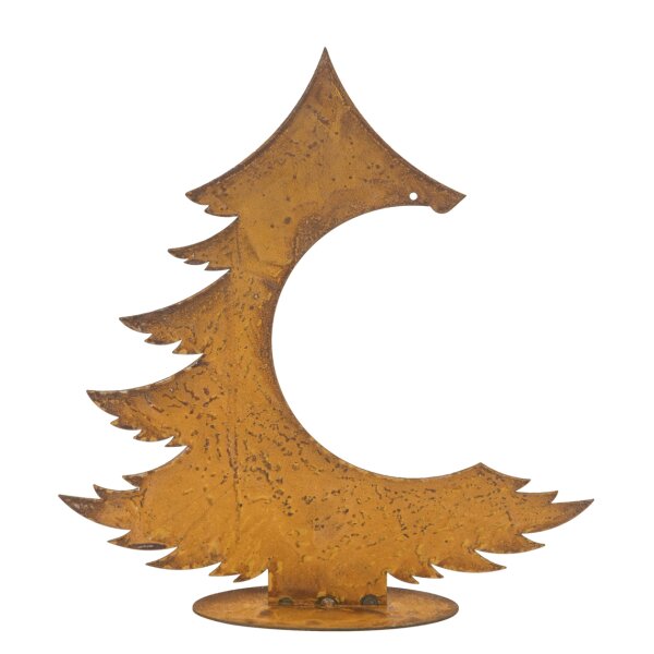 Rostfigur Tanne Tannenbaum H:30,5 cm mit Aussparung für Baumschmuck - Winter im Rost Design, Dekofigur für den Garten, Gartendeko Weihnachten, Metalldeko