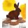Dekofigur Hase auf Blümchen sitzend im Rost Design H:11 cm - Gartendeko Ostern, Osterhase mit Blumen für Vasen, Teelichter, Frühlingsdeko, Rostfigur, Osterdeko, Gartendeko